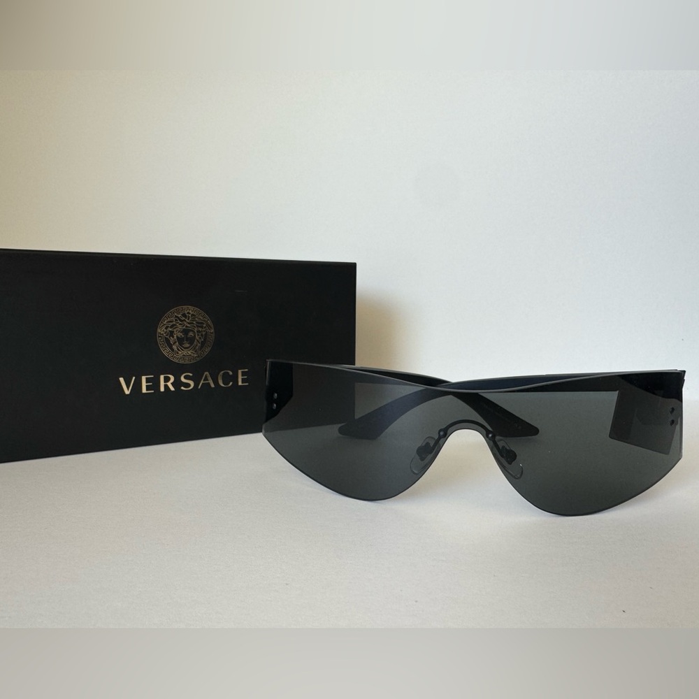 Versace Sleek Black Shield Sunglasses